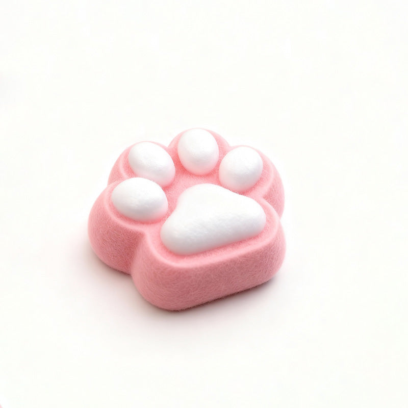 100g Flocked Pink-White Paw Squishy BAMSQUISHY