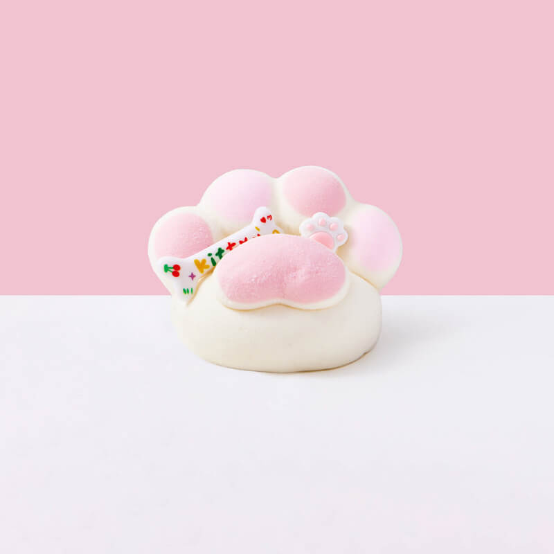 160g Flocked White-Pink Paw Squishy BAMSQUISHY