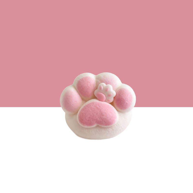 50g Flocked White-Pink Paw Squishy BAMSQUISHY
