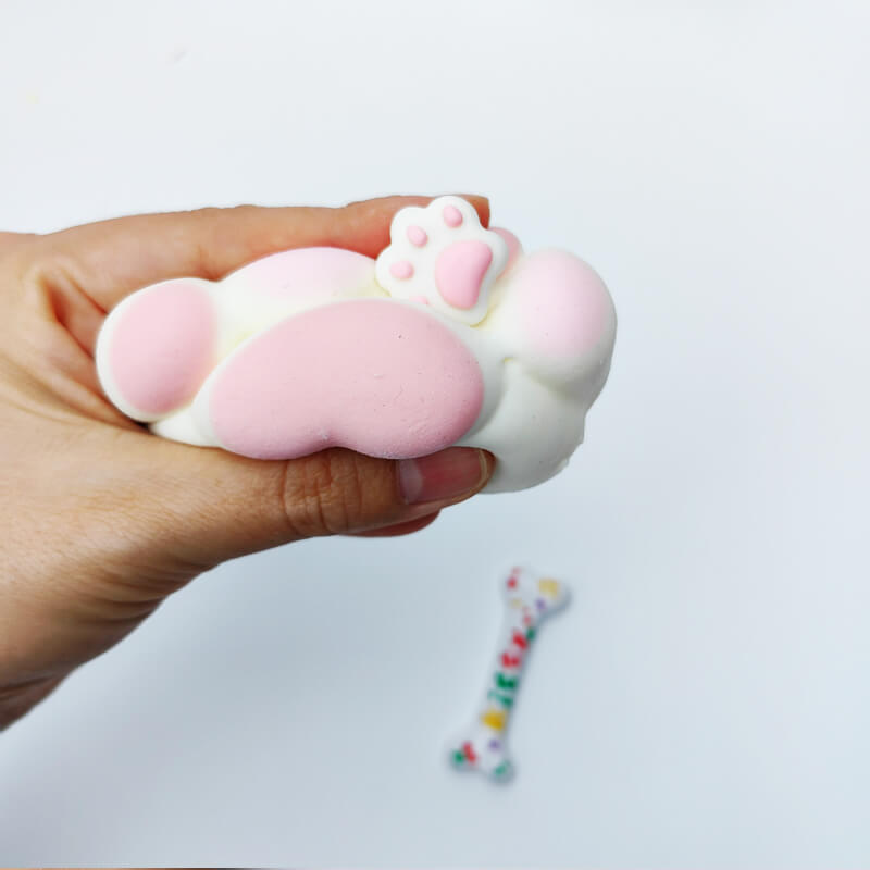 50g Flocked White-Pink Paw Squishy BAMSQUISHY