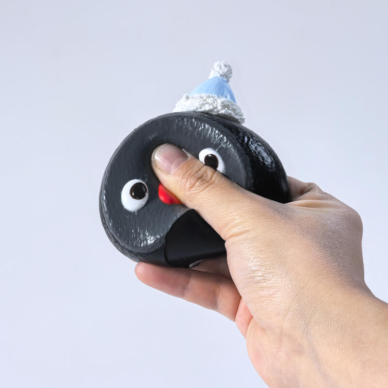 Black Penguin With Snowman hat Taba Squishy BAMSQUISHY