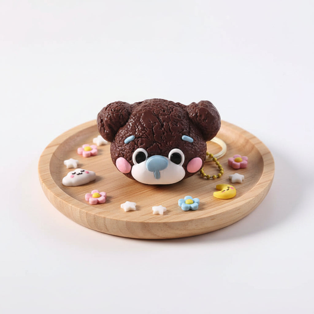 Cute Bear Head Biscuit Taba Squishy Dokee Boom BAMSQUISHY