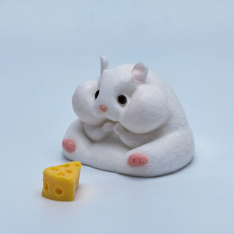 Flocked White Hamster Taba Squishy BAMSQUISHY