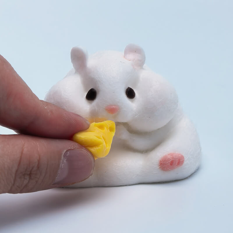 Flocked White Hamster Taba Squishy BAMSQUISHY