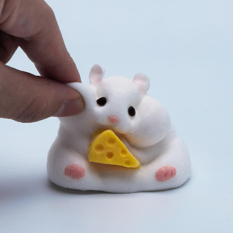 Flocked White Hamster Taba Squishy BAMSQUISHY