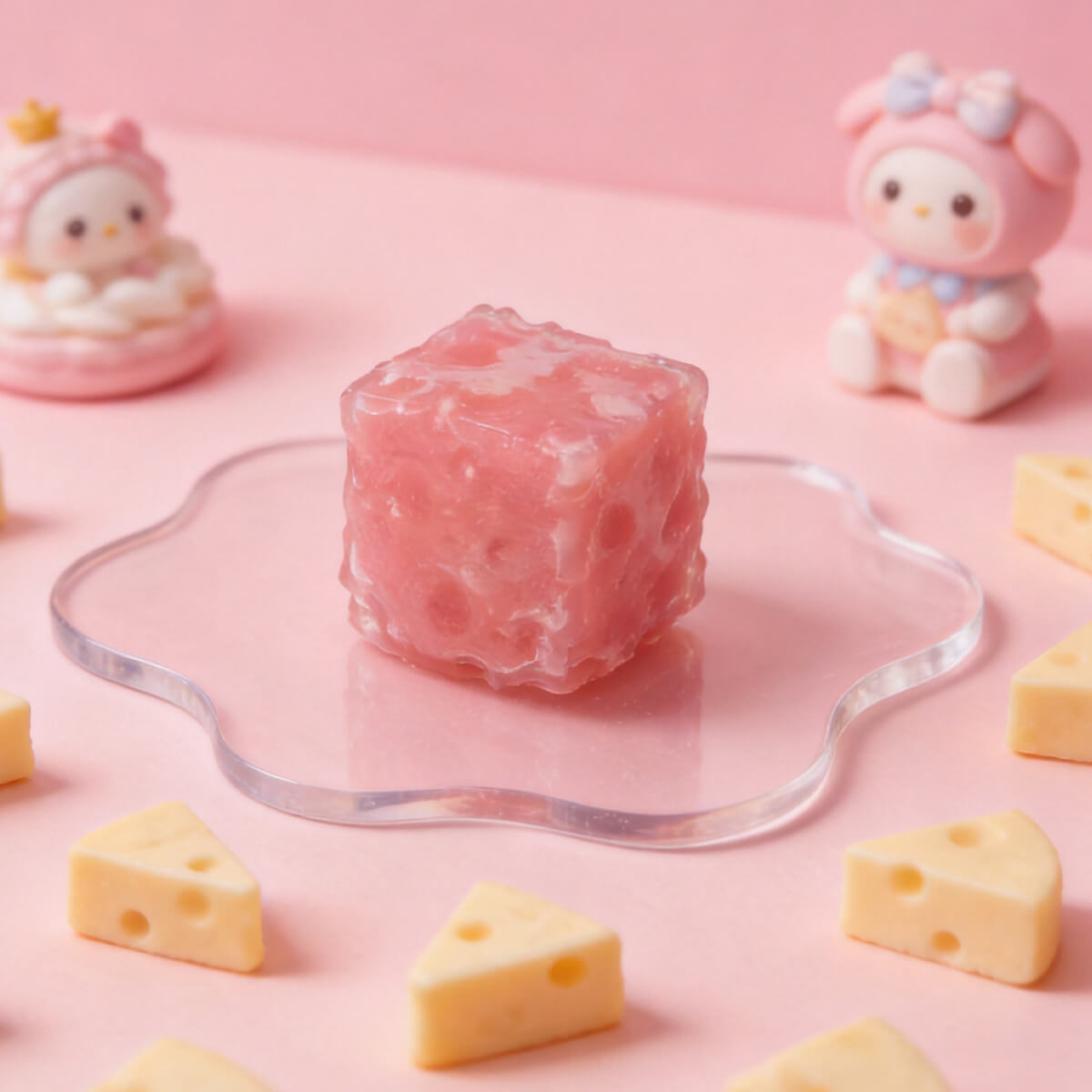 Mini Frosted Strawberry Cheese Cube Fidget Toy BAMSQUISHY