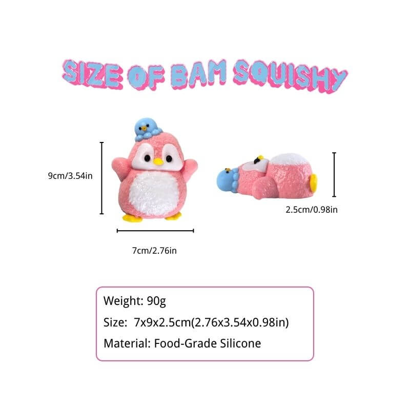 Pink Penguin With Octopus Bam Squishy - BAMSQUISHY