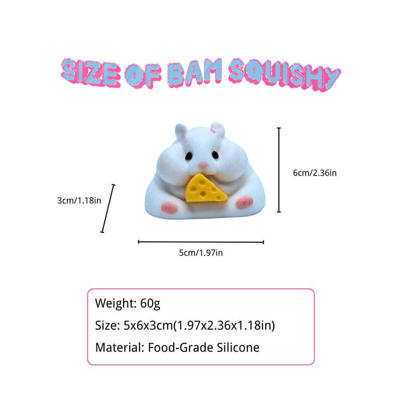 Flocked White Hamster Taba Squishy BAMSQUISHY